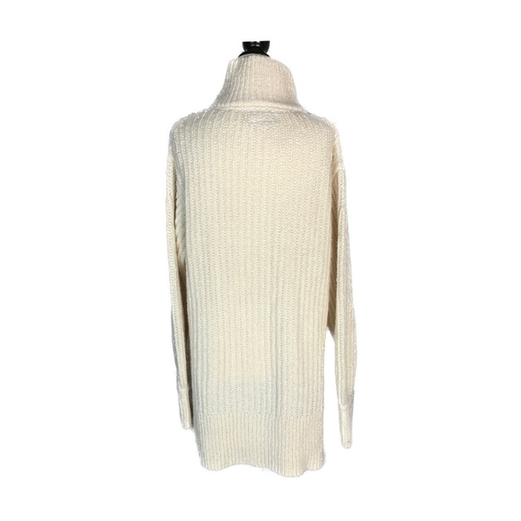 Anthropologie Pilcro Zip-Front Longline Ivory Wool Blend Cardigan Sweater - Picture 4 of 13